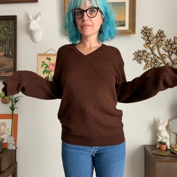 Vintage Brown V-neck Sweater by Puritan - Picture 2 of 8